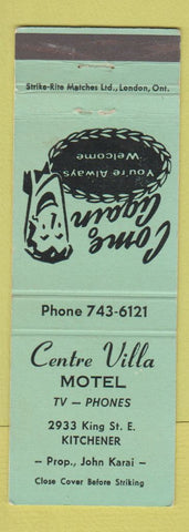 Matchbook Cover - Centre Villa Motel Kitchener ON