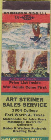 Matchbook Cover - Art Steiner Sales Fort Worth TX Advertising