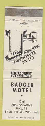 Matchbook Cover - Badger Motel Shullsburg WI