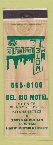 Matchbook Cover - Del Rio Motel Dearborn MI