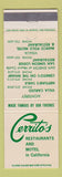 Matchbook Cover - Cerrito's Restaurants Motel Monterey Visalia CA