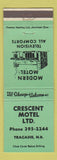 Matchbook Cover - Crescent Motel Tracadie NB GREEN