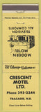 Matchbook Cover - Crescent Motel Tracadie NB YELLOW