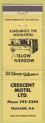 Matchbook Cover - Crescent Motel Tracadie NB YELLOW