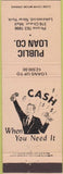 Matchbook Cover - Public Loan Co Lakewood NY