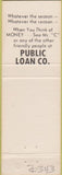 Matchbook Cover - Public Loan Co Lakewood NY