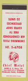 Matchbook Cover - Chief Motel Pinellas Park FL Indian