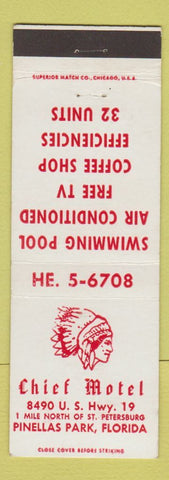 Matchbook Cover - Chief Motel Pinellas Park FL Indian