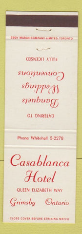 Matchbook Cover - Casablanca Hotel Grimsby ON