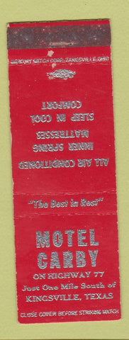 Matchbook Cover - Motel Carby Kingsville TX
