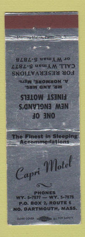 Matchbook Cover - Capri Motel North Dartmouth MA SILVER