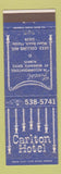 Matchbook Cover - Carlton Hotel Miami Beach FL
