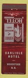 Matchbook Cover - Carlisle Hotel Woodstock NB