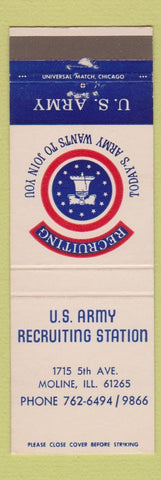 Matchbook Cover - US Army Recruiting Station Moline IL
