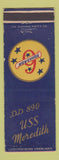 Matchbook Cover - Military Squadron 6 DD 890 USS Meredith