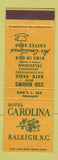 Matchbook Cover - Hotel Carolina Raleigh NC