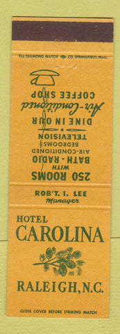 Matchbook Cover - Hotel Carolina Raleigh NC
