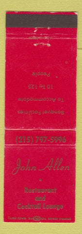 Matchbook Cover - John Allen Restaurant