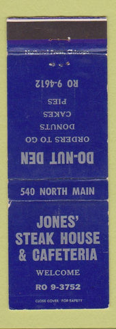 Matchbook Cover - Jones' Steak House Donut Den WEAR