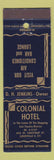 Matchbook Cover - Colonial Hotel Louisville KY