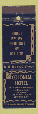 Matchbook Cover - Colonial Hotel Louisville KY