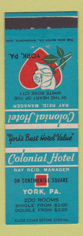 Matchbook Cover - Colonial Hotel York PA