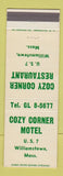 Matchbook Cover - Cozy Corner Motel Williamstown MA
