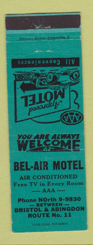 Matchbook Cover - Bel Air Motel Bristol Abingdon VA