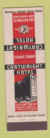 Matchbook Cover - Cartwright Hotel San Francisco CA