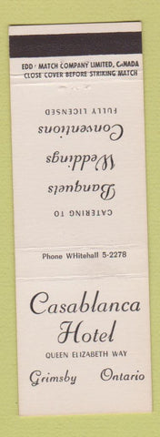 Matchbook Cover - Casablanca Hotel Grimsby ON WEAR