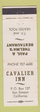 Matchbook Cover - Cavalier Inn San Simoen CA Paul & Thelma's Restaurant WEAR