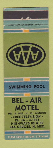 Matchbook Cover - Bel Air Motel Las Cruces NM