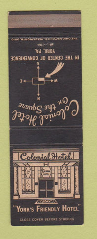 Matchbook Cover - Colonial Hotel York PA