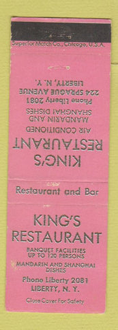 Matchbook Cover - King's Restaurant Liberty NY