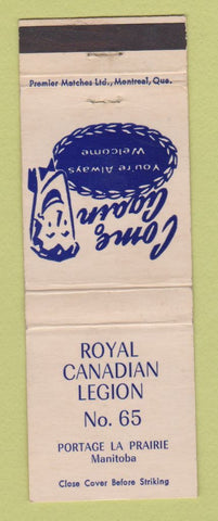 Matchbook Cover - Royal Canadian Legion Portage La Prairie MB