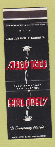 Matchbook Cover - Earl Abel's Restaurant San Antonio TX