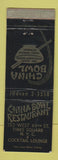 Matchbook Cover - China Bowl Restaurant Chinese New York City WEAR