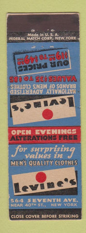 Matchbook Cover - Levine's Men's Clothes Federal New York City WEAR
