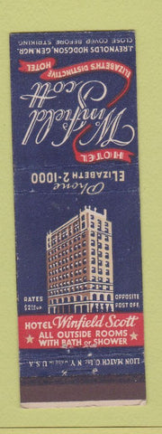 Matchbook Cover - Hotel Winfield Scott Elizabeth NJ