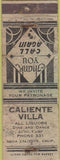 Matchbook Cover - Caliente Villa Agua Caliente CA POOR