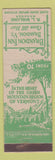 Matchbook Cover - Brandon Inn Brandon VT low phone #