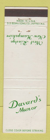 Matchbook Cover - Davard's Manor West Ridge NH DD Bean WEAR