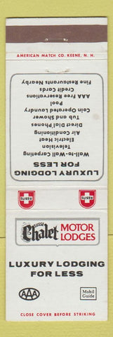 Matchbook Cover - Chalet Motor Lodges MA ME NH VT CHAIN