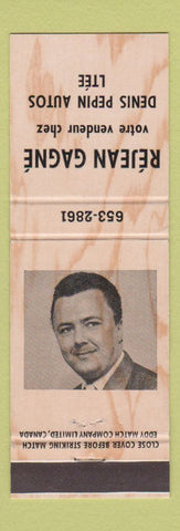 Matchbook Cover - Rejean Gagne Denis Pepin Autos Ltee QC