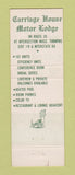 Matchbook Cover - Carriage House Motor Lodge Sturbridge MA