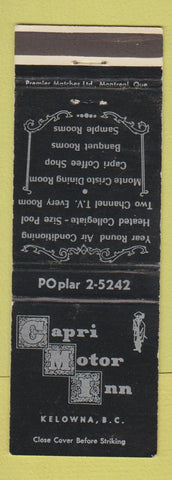 Matchbook Cover - Capri Motor Inn Kelowna BC