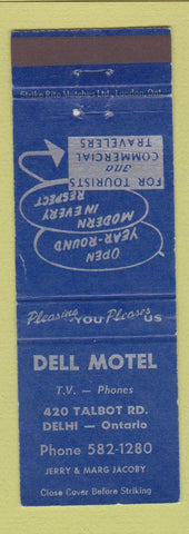 Matchbook Cover - Dell Motel Delhi ON