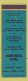 Matchbook Cover - Commercial Hotel Oshawa ON