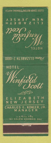 Matchbook Cover - Hotel Winfield Scott Elizabeth NJ