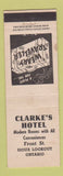 Matchbook Cover - Clarke's Hotel Sioux Lookout ON